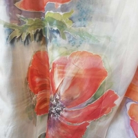 anemony czerwone na jedwabiu
